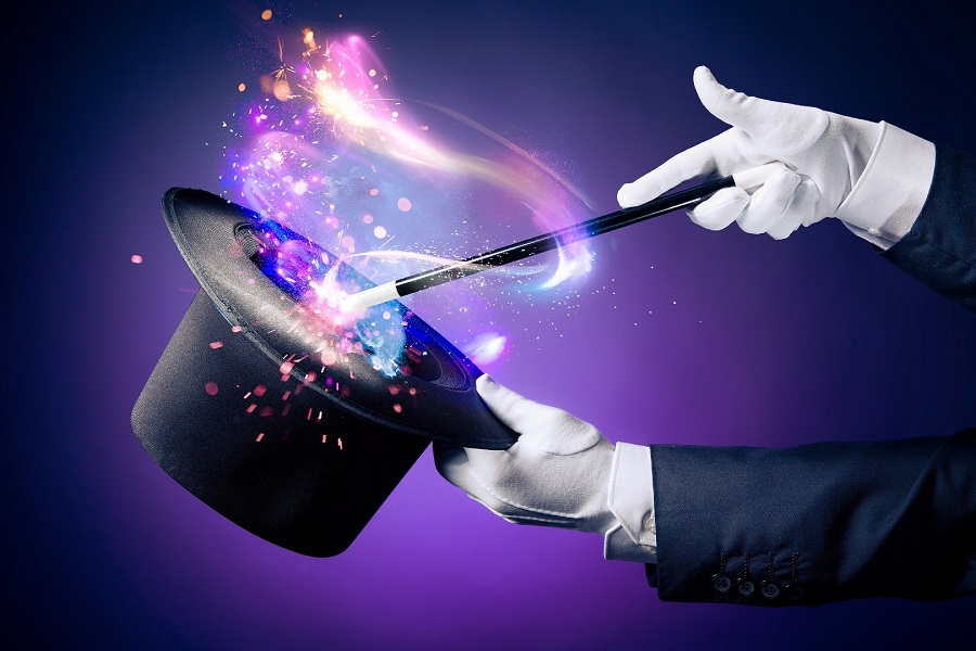 High contrast image of magician hand with magic wand - SCERA